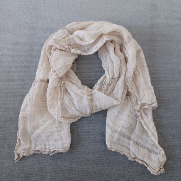 Eskandar Linen Scarf Beige Basketweave Oversized Classic Minimalist Casual - Picture 1 of 8